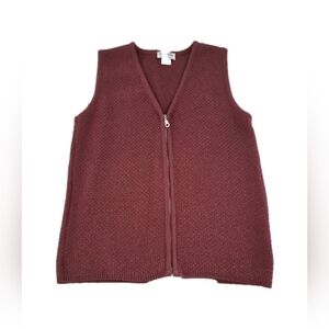 Women's Whitefish Bay Full Zip Burgundy Sweater Vest Size Small
